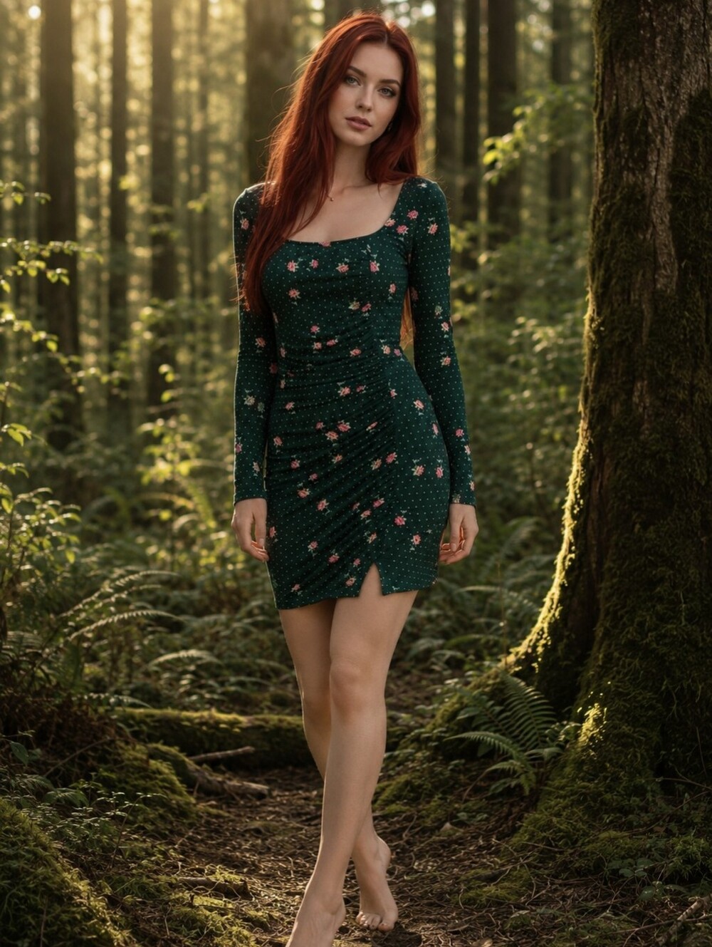 ​Free People Celia Mini Dress - Emerald Jewel Floral - Size SP